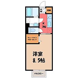グランテラス中央町 1Kの間取図画像