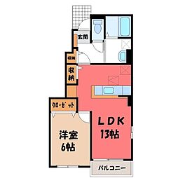 ウエストピースB 1LDKの間取図画像