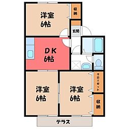 アーバンスクエアA棟 3DKの間取図画像