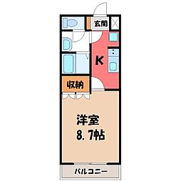 グランチェスタ恵 1Kの間取図画像