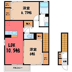 パパノエール 2LDKの間取図画像