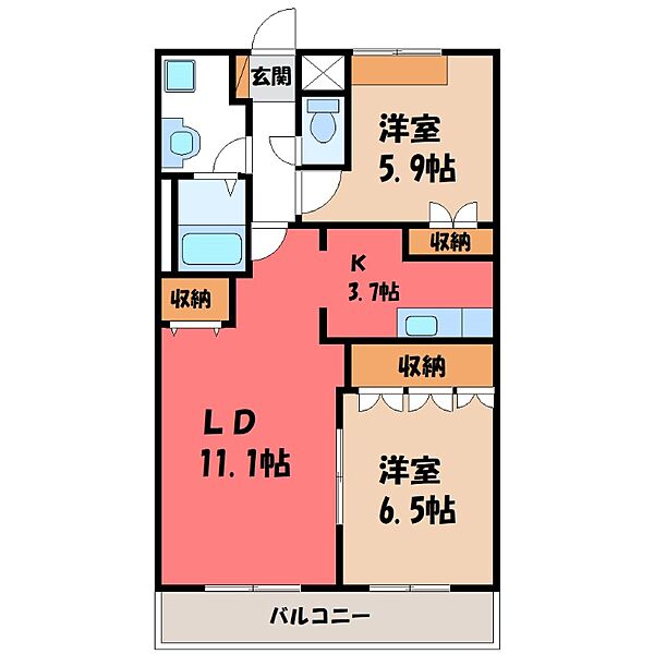 スプリーム K ｜群馬県佐波郡玉村町大字板井(賃貸アパート2LDK・1階・60.00㎡)の写真 その2