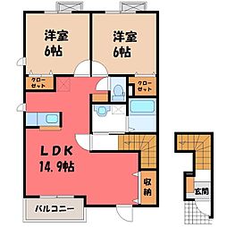 ベレーザB 2LDKの間取図画像