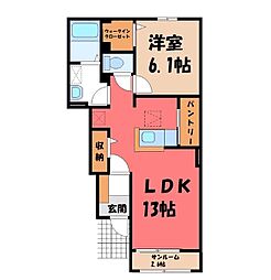 マーベラスキキC 1LDKの間取図画像