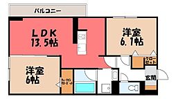 D-Luxe中居町 2LDKの間取図画像