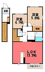 ベラカーサ明保野 A 2LDKの間取図画像