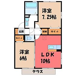 オーク 2LDKの間取図画像
