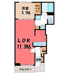 ヌーベルホーリーズB 1LDKの間取図画像