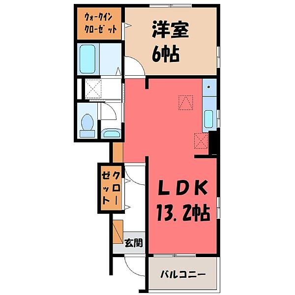 フィールド ヴィレッジ B ｜群馬県太田市藤阿久町(賃貸アパート1LDK・1階・46.83㎡)の写真 その2