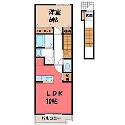 ヴィラKarasawaA 1LDKの間取図画像
