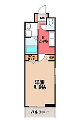 メゾングラース3 1Kの間取図画像