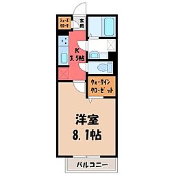 D-room本町 1Kの間取図画像