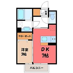 ソレーユM-5 1DKの間取図画像