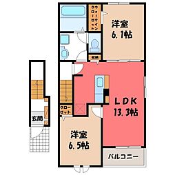 アーバンコート東貝沢 2LDKの間取図画像