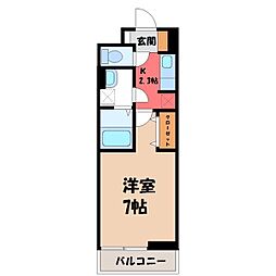 ブックフィールド2 1Kの間取図画像