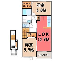 ラヴィベル 2LDKの間取図画像
