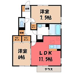 キャメロット2 2LDKの間取図画像