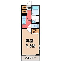 パティオななB 1Kの間取図画像