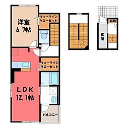アルエットA 1LDKの間取図画像
