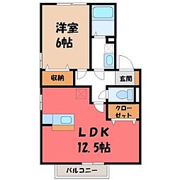 ロイヤルガーデン岡之郷A 1LDKの間取図画像