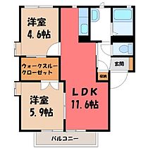 群馬県伊勢崎市連取本町（賃貸アパート2LDK・2階・50.78㎡） その2