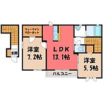 群馬県伊勢崎市今泉町1丁目（賃貸アパート2LDK・2階・64.50㎡） その2