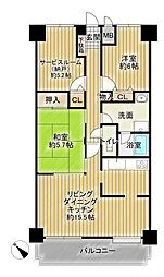 リラハイツ本郷通 2SLDKの間取図画像