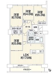 サーム新さっぽろ 4LDKの間取図画像