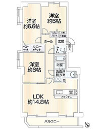 アークス北発寒公園壱番館 3LDKの間取図画像