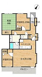 ベルフラワー取手 3LDKの間取図画像