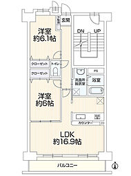 シャトレ愛松名駅南 2LDKの間取図画像