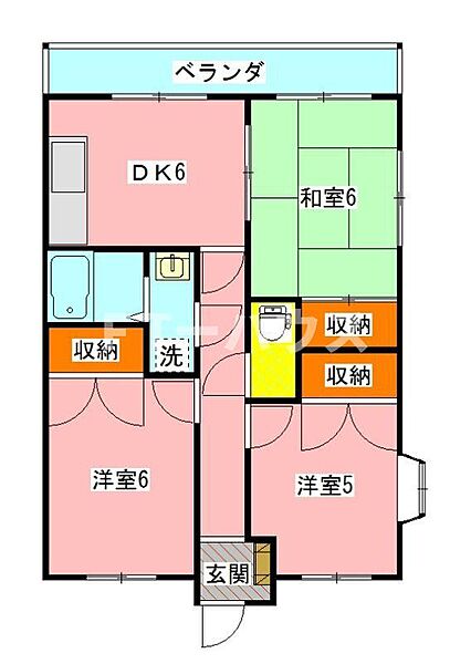 第一フラワーマンション 101｜千葉県船橋市飯山満町2丁目(賃貸マンション3DK・1階・51.55㎡)の写真 その2