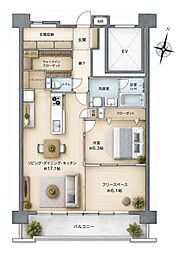 プレシアスコート柿本 1SLDKの間取図画像