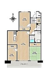 UR都市機構リバピア中央台5号棟 3LDKの間取図画像