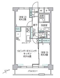 大森ハイツ 2LDKの間取図画像