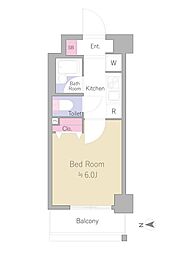 ハーモニーレジデンス山手大塚 1Kの間取り