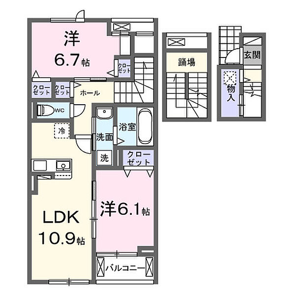 エバー・ピークスI 303｜愛知県豊川市西豊町3丁目(賃貸アパート2LDK・3階・66.02㎡)の写真 その2