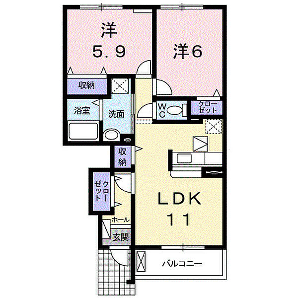 ロイヤルモーメントII 102｜愛知県豊橋市神野新田町字ヘノ割(賃貸アパート2LDK・1階・55.37㎡)の写真 その2