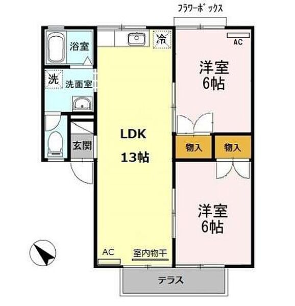 セジュールＡＳＡ　Ｃ棟 105｜愛知県豊橋市大村町字大賀里(賃貸アパート2LDK・1階・53.73㎡)の写真 その2