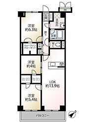 ダイアパレス長津田 3LDKの間取図画像