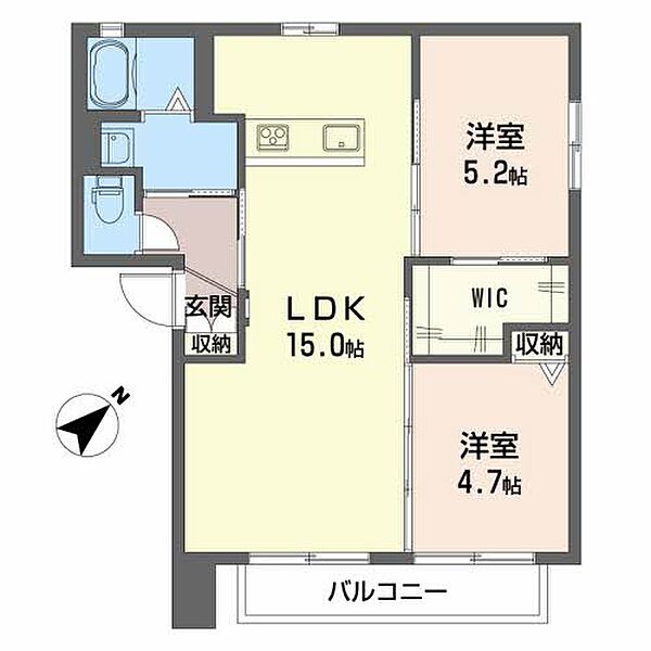 カーレントティエラ　Ｂ棟 ｜広島県福山市西新涯町2丁目(賃貸アパート2LDK・2階・54.07㎡)の写真 その2