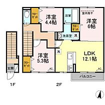 フォンテーヌII 203 ｜ 広島県福山市神辺町字十三軒屋100-1（賃貸アパート3LDK・2階・69.00㎡） その2