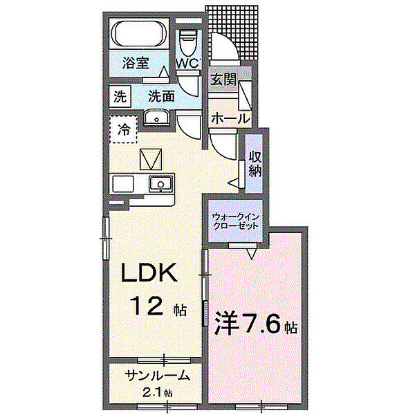 ラピスラズリ　II 104｜広島県福山市神辺町大字新湯野(賃貸アパート1LDK・1階・50.14㎡)の写真 その2