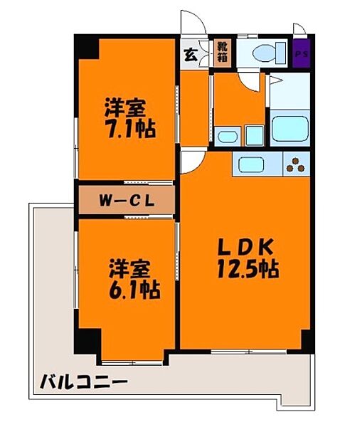 グランプレミア塩上 ｜香川県高松市塩上町3丁目(賃貸マンション2SLDK・6階・56.75㎡)の写真 その2