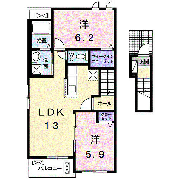 アンフィニ　ルミエールII 202｜香川県高松市木太町(賃貸アパート2LDK・2階・56.72㎡)の写真 その2