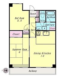 小松川パークマンション東棟 2DKの間取図画像