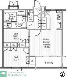 nidoSAKURAGAOKA 3階2LDKの間取り