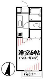 赤堤エスタシオン 2階1Kの間取り