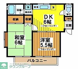 ハビタ 1階2DKの間取り