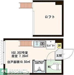 リュクスシティー高井戸 1階ワンルームの間取り